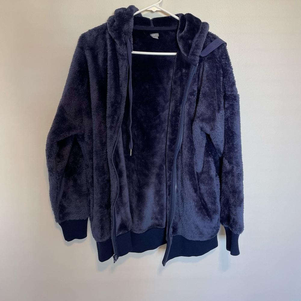 Oversized indigo aerie zip up hoodie